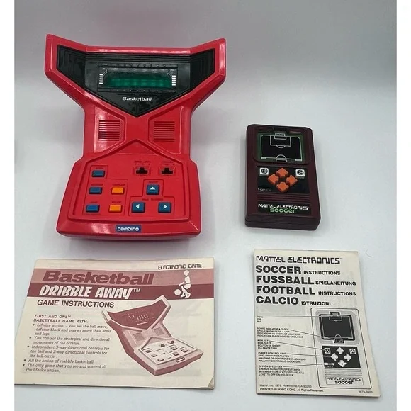 Vintage Mattel Electronics Soccer Handheld & Bambino‎ Basketball 