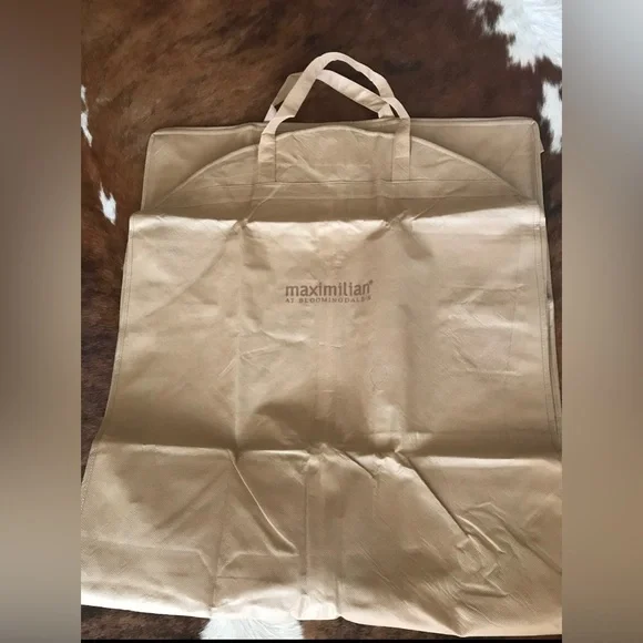 Maximilian at Bloomingdale's Beige Canvas Long Garment Bag L 56” with handles