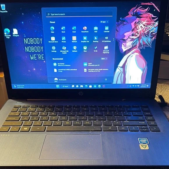 HP Blue Laptop with Slim Profile and Backlit Keyboard