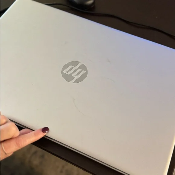 HP Silver Laptop with Sleek Design and Metallic Finish