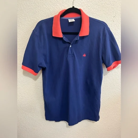Brooks Brothers Navy Blue and Orange Polo