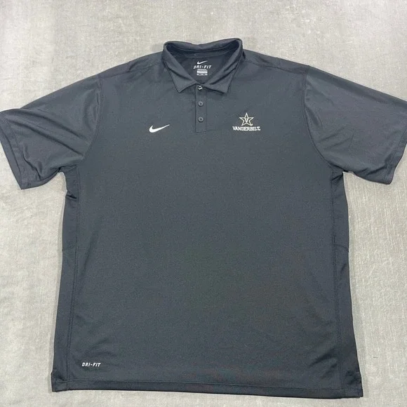 Nike Dri-FIT Vanderbilt Commodores Mens‎ XXL Black Polo Golf Shirt