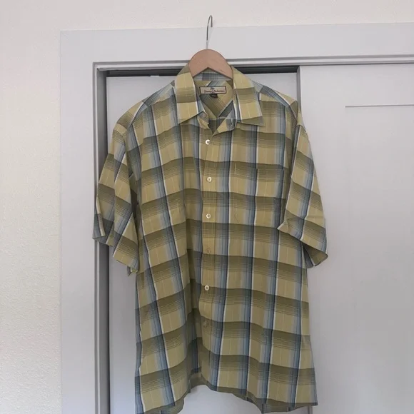 Tommy Bahama Yellow and Blue Plaid Shirt‎