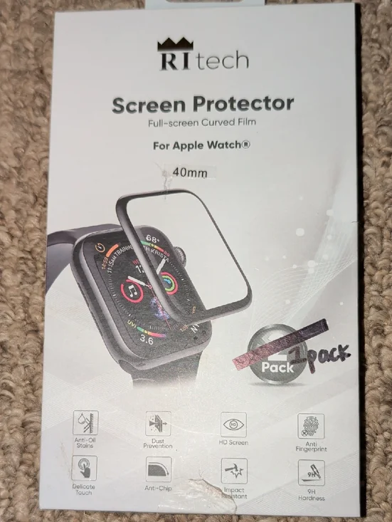 40mm Screen Protector for Apple Watch - Clear (Black Frame) 2pack