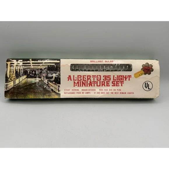 Vintage Jingle Bell Alberto‎ 35 Light Miniature Set Christmas Lights