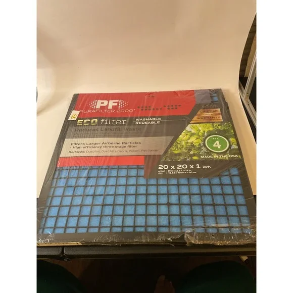 PuraFilter 2000 ECO Filter 20x20x1 FPR 4 Washable Reusable Air Filter – Made in
