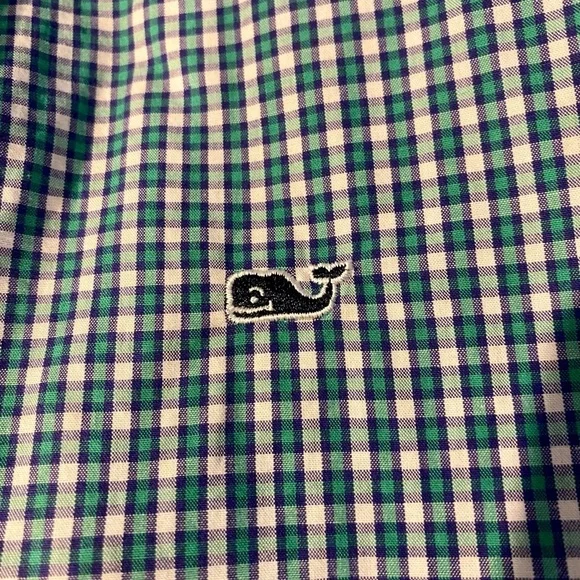 Vineyard Vines Boys Button down whale Dress Shirt nwot worn once green purple​​