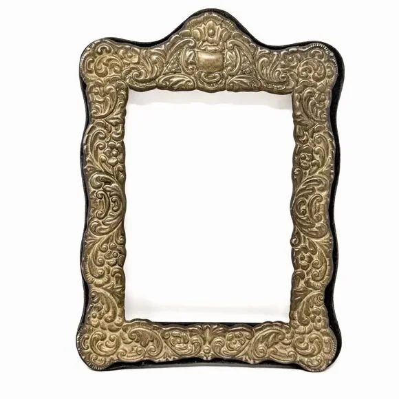 Vintage Ornate Picture Frame Antiqued Brass Bronze Patina Baroque Floral