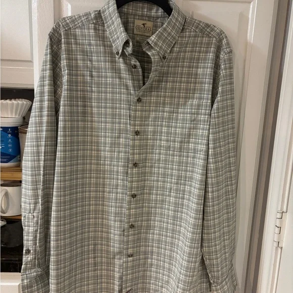 Genteal Men's Casual Gray Plaid Shirt