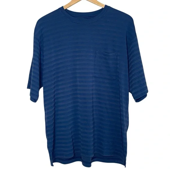 The North Face Blue Striped Modal Blend Short Sleeve Men’s Size Large Pocket Tee