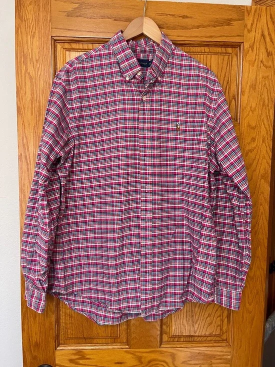 Polo by Ralph Lauren Pink and Blue Plaid Button-Down Shirt