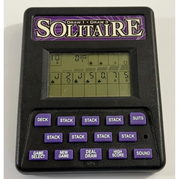 Radica‎ Solitaire Handheld Game Black Excellent RedZone Draw 1 3 Retro