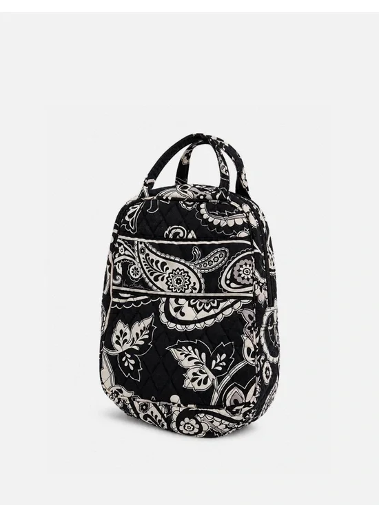 Quilted Paisley Mini Backpack - Black/Cream
