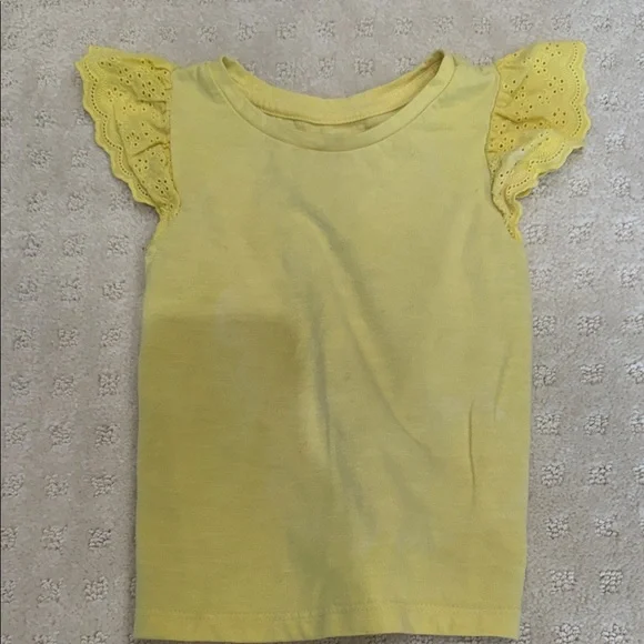 Cat & Jack Yellow Eyelet Sleeve Tee