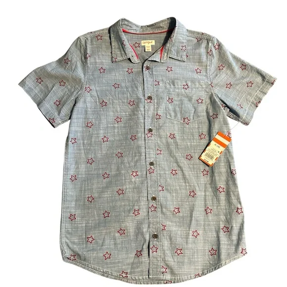 Cat & Jack Gray Shirt with Red Star Pattern