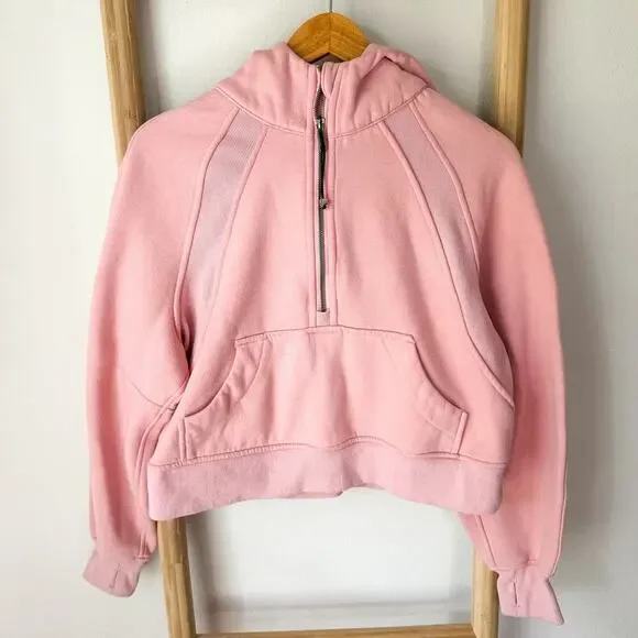 Lululemon Scuba Half Zip Hoodie Pink Cropped XS/S Oversized