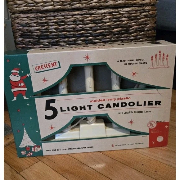 Vintage Crescent 5 Light Candelier Electric Window Candolier w/‎ Original Box...