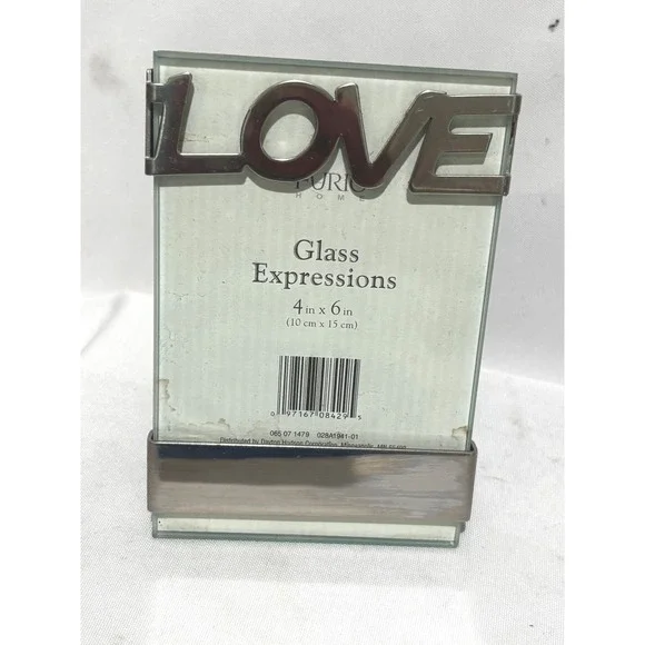 Furio Home Glass Expressions LOVE Picture Frame Brushed Silver 4x6 Portrait7