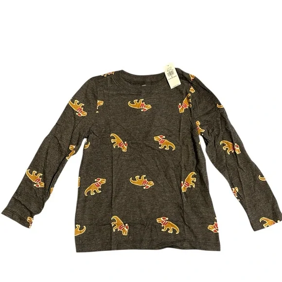 Old Navy Kids Long Sleeve Shirt - Black with Dinosaurs