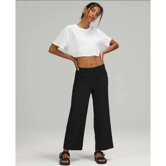 Lululemon, Women's 33, City Sleek 5 Pocket Wide Leg Pants, Navy, High Rise