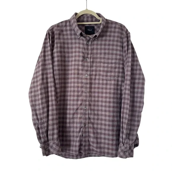 Rails Reid Button Down Shirt Mens Lg Lava Sage Gingham Plaid Flannel RM-146-947B