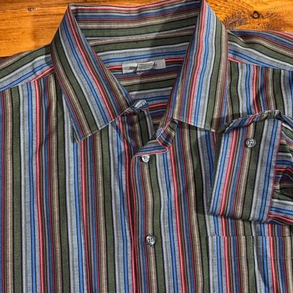 Johnston & Murphy Shirt‎ Men's XXL Multicolor Striped Long Sleeve Button Down