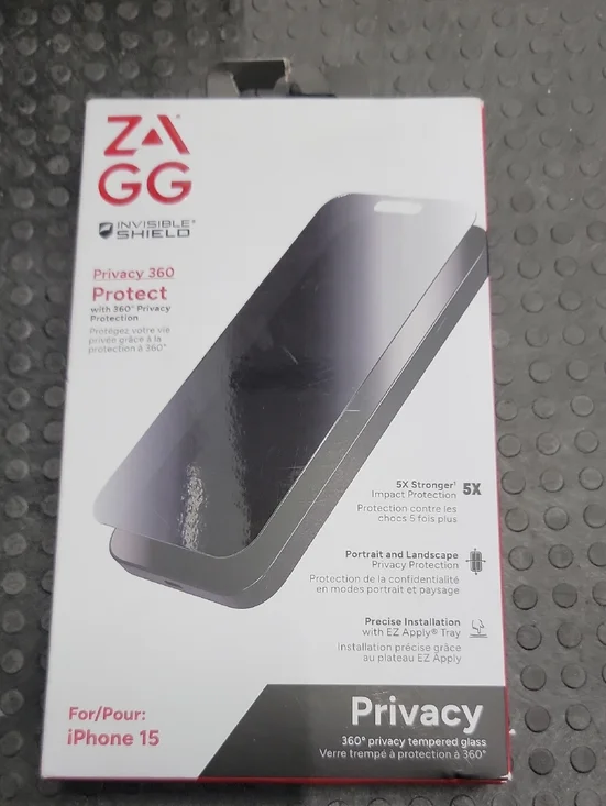 ZAGG Privacy 360 Tempered Glass Screen Protector for iPhone 15 - Black