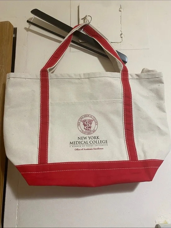 Canvas Tote Bag in Cream and Red unisex open to Offers New