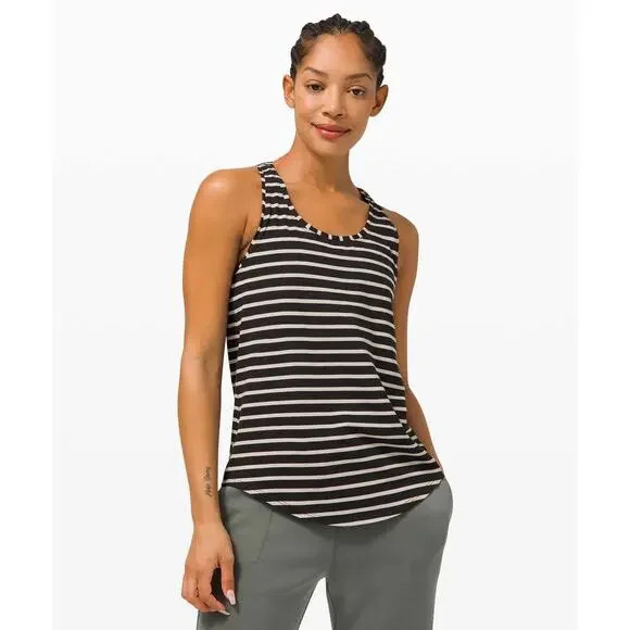 Lululemon Love Tank *Pleated Yachtie Stripe Black Chrome - Size: 4