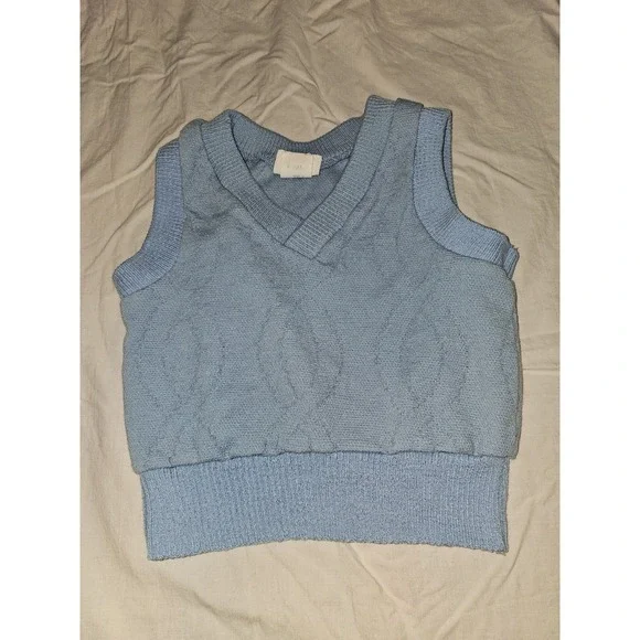 VTG 60s/70s Boys Blue sweater vest size 5 Retro Coastal Old Money Nautical