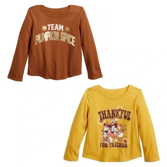 Brand New Toddler Girls Autumn Themed Long Sleeve T-Shirts, Size 2T, NWT