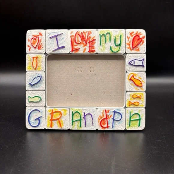 Skibbles Russ Photo Picture Frame‎ I Love My Grandpa Colorful Gift Holds 3.5