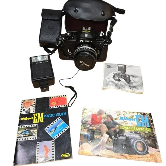 Nikon EM 35mm Camera body lens series e flash cases for‎ camera manuals timer
