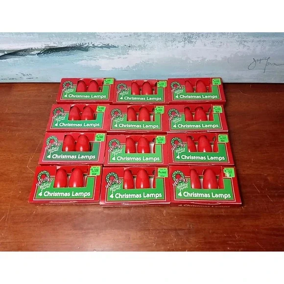 48 Vintage Christmas Replacement Lights C 9 1/4‎ 120 Volt Lamps Bulbs Red/Rose