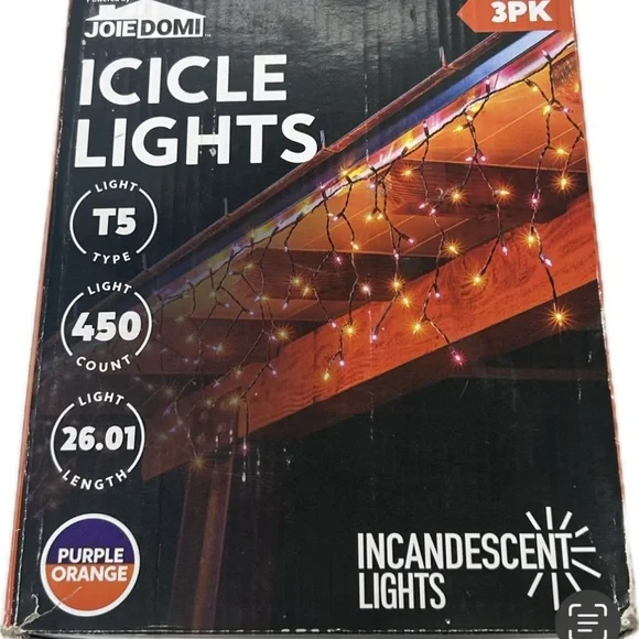 Halloween Joiedomi Icicle Lights with Purple and Orange Glow