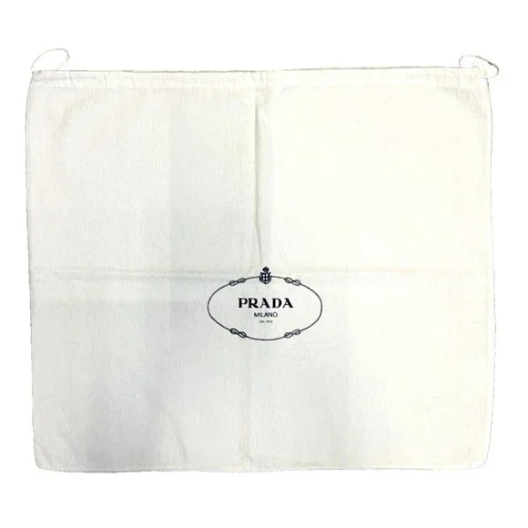 Prada Auth. Drawstring Dust Bag Pouch White Navy Logo 19” x 22”