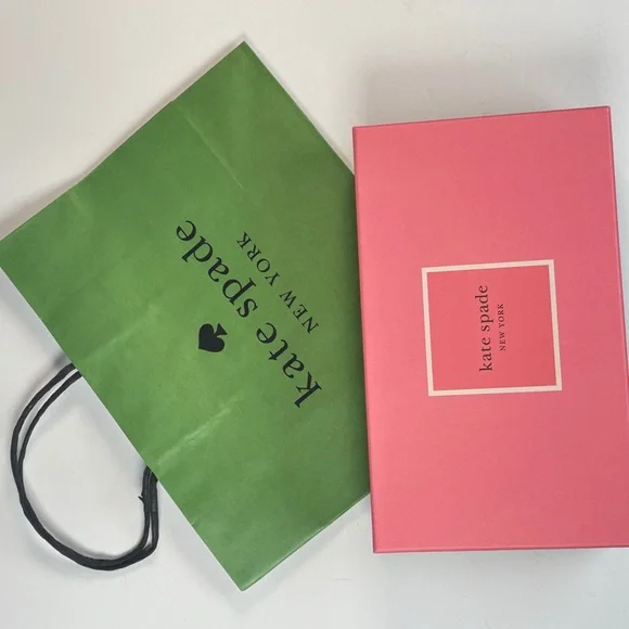 Kate Spade Pink box and green gift bag.