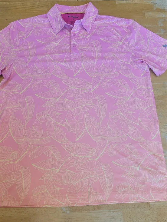 Birdie Bound Performance Polo Golf Shirt Tropical Pink Orange Neon Medium