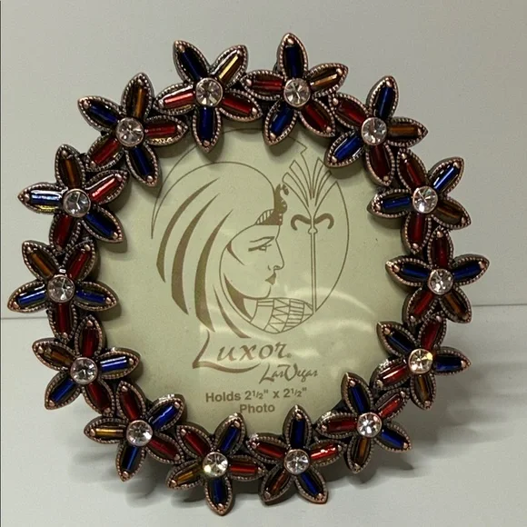 Luxor Las Vegas casino floral red blue clear Egyptian revival Round Photo Frame