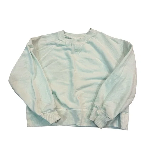 Zara Sweatshirt Mint Green Ribbed Shoulder Raglan Kids Size 9-10
