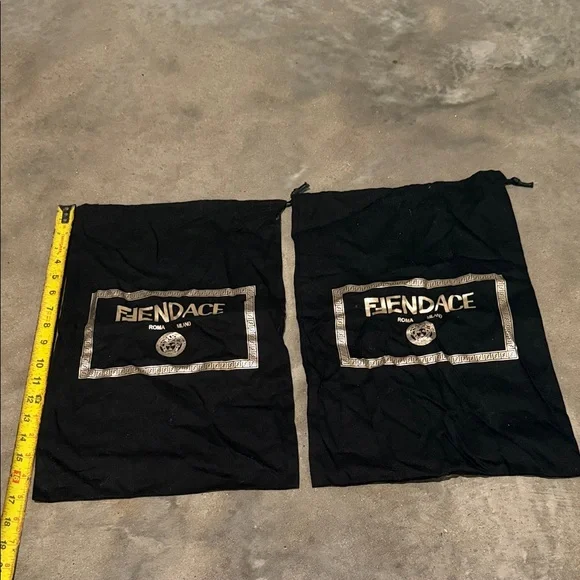 Authentic Versace Black and Gold Fiendace Drawstring Garment Bags (Pair)