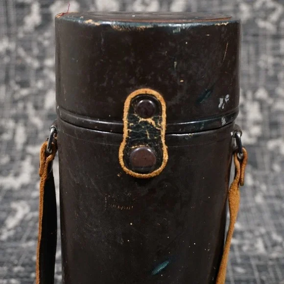 Nikon Nikkor F Brown Leather Hard Lens Case 5 1/4 x‎ 3 1/2 Inch Vintage V29