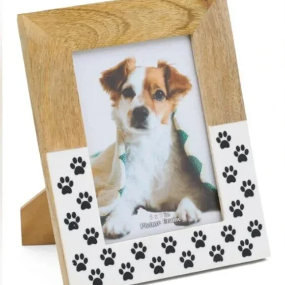 NWT SAGEBROOK HOME Wooden Picture Frame Wood Dog Paws Print Design Made in India