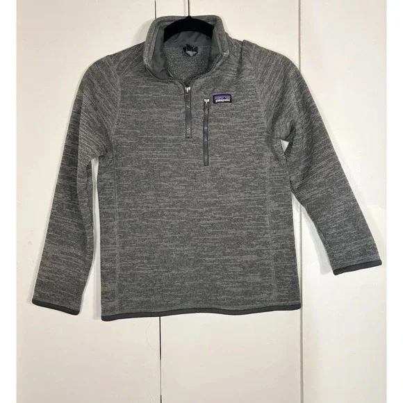 Patagonia Better Sweater Boys Medium 10 Gray Stonewash 1/4 Zip Pullover Fleece