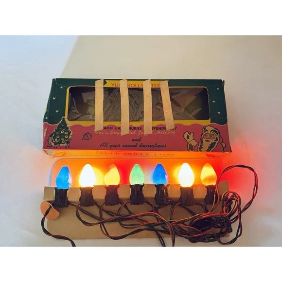 Vintage Yule Holly Lites 1905J Christmas Lights - With Original Box - Works!