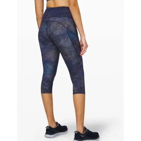 Lululemon Fast and Free High-Rise Crop II Nulux Polar Lights Blue Multi Size 0