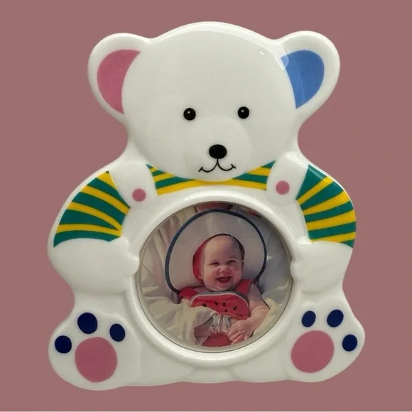 Vintage 1990s Mikasa Baby Nursery Frame Teddy and Friend Bone China