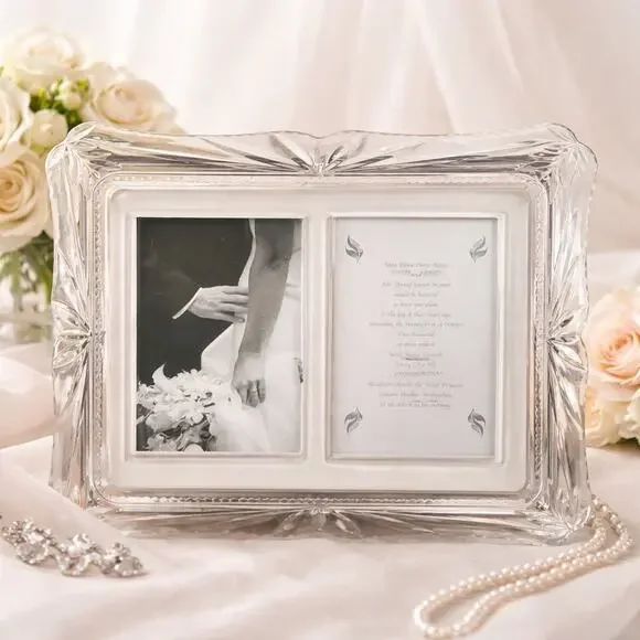 Crystal Double 4x6 Picture Frame Beveled Glass Wedding Gift 12x10