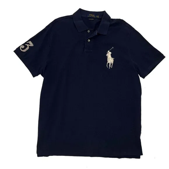 Polo Ralph Lauren Big Pony Blue Custom Slim Fit Shirt Mens XL X-Large