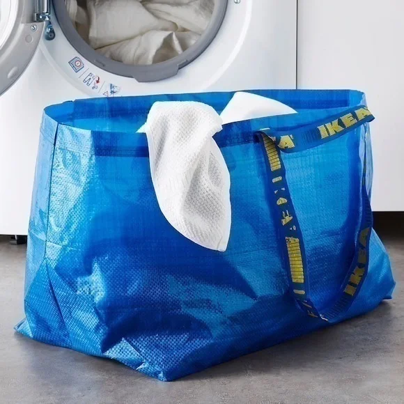 5 FRAKTA Shopping Bags, large, 19 gallons, spring cleaning blue storage bags